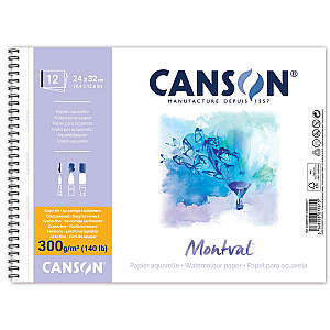 Canson Montval Sulu Boya Defteri 300gr 24X32cm Soğuk Baskı İnce Dokulu 12 Yaprak Spiralli - Canson