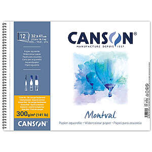 Canson Montval Sulu Boya Defteri 300gr 32X41cm Soğuk Baskı İnce Dokulu 12 Yaprak Spiralli - Canson