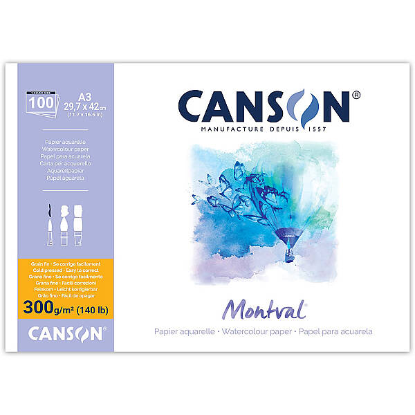 Canson Montval Sulu Boya Defteri 300gr A3 Soğuk Baskı İnce Dokulu 100 Yaprak - 1