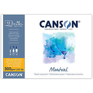 Canson Montval Sulu Boya Defteri 300gr A4 Soğuk Baskı İnce Dokulu 12 Yaprak - Canson