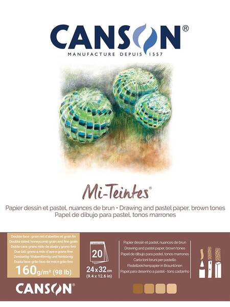 Canson Mi-Teintes Pastel Defteri 160 gr 24x32 cm 20 sf Kahve Tonları