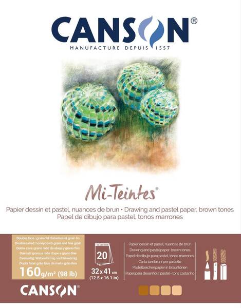 Canson Mi-Teintes Pastel Defteri 160 gr 32x41 cm 20 Yaprak Kahve Tonları - 1