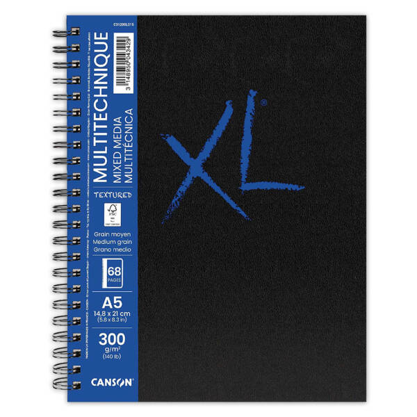 Canson XL Book Mixed Media Textured Çok Amaçlı Defter 300gr A5 34 Yaprak - 1