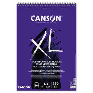 Canson XL Fluid Mixed Media Çok Amaçlı Defter 250gr A3 30 Yaprak - Canson