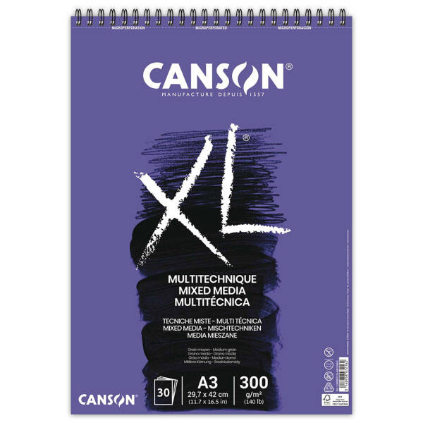 Canson XL Mixed Media Textured Çok Amaçlı Defter 300gr A3 30 Yaprak - 1