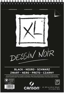 Canson XL Noir Siyah Spiralli Resim Defteri A3 150gr 40 Yaprak - Canson