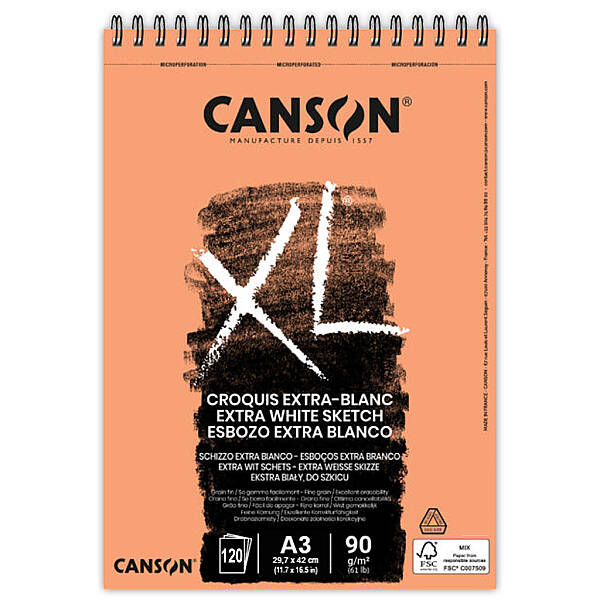 Canson XL Sketch Extra White Eskiz Defteri 90gr A3 120 Yaprak - 1