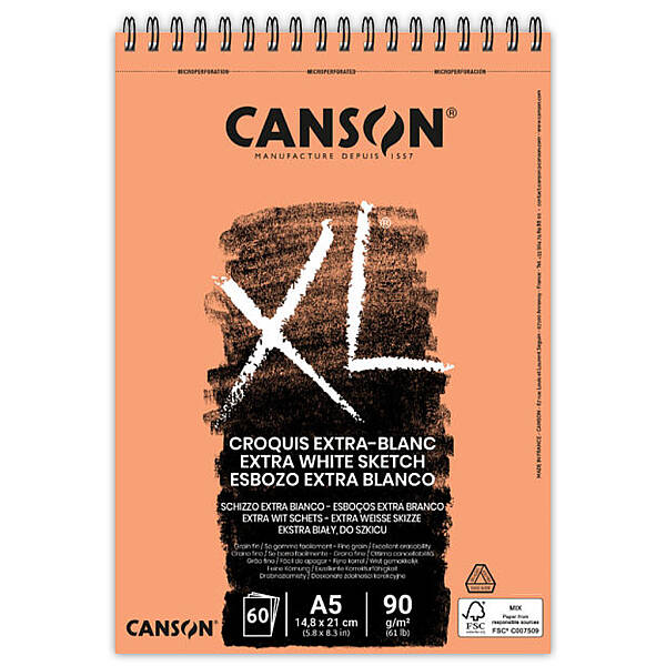 Canson XL Sketch Extra White Eskiz Defteri 90gr A5 60 Yaprak - 1