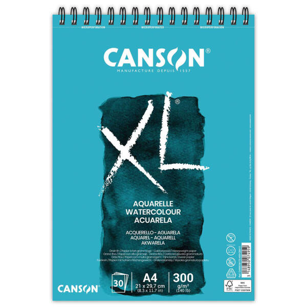 Canson XL Watercolour Sulu Boya Defteri 300gr A4 30 Yaprak - 1