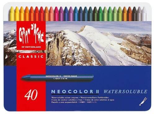 Caran Dache Neocolor II Aquarelle Pastel Boya Set 40'lı 7500-340 - 1