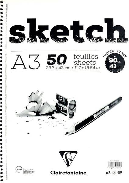 Clairefontaine Esq Iv Eskiz Blk A3 90 Gr 50 Yaprak Yan Spiral - 1