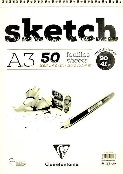 Clairefontaine Esq Ivory Eskiz Blk 29,7X42 90Gr 50 Yaprak Kısa - 1