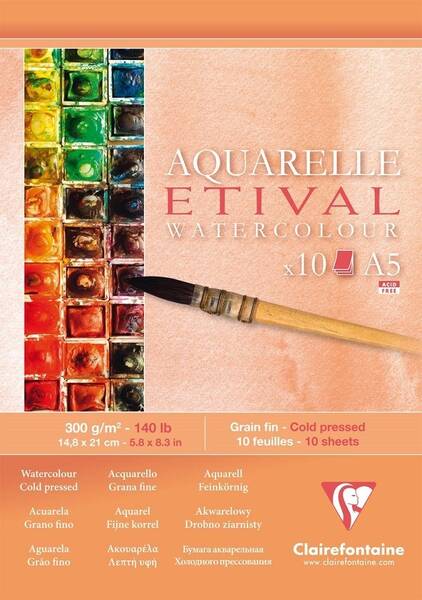 Clairefontaine Etival Suluboya Defteri 300Gr A5 10 Yaprak Klasik Doku - 1