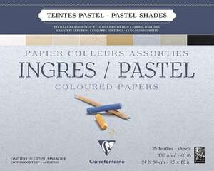 Clairefontaine Ingres Pastel Boya Defteri 130gr 24X30cm 25 Yaprak Renkli - Clairefontaine