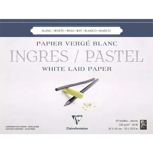 Clairefontaine Ingres Pastel Boya Defteri 130gr 30X40cm 25 Yaprak Beyaz - Clairefontaine