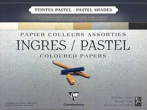 Clairefontaine Ingres Pastel Boya Defteri 130gr 30X40cm 25 Yaprak Renkli - Clairefontaine