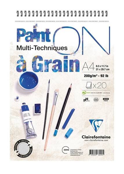 Clairefontaine Paint-On A Grain Multi Teknik Çizim Defteri A4 200gr 20 Yaprak - 1