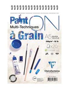 Clairefontaine - Clairefontaine Paint-On A Grain Multi Teknik Çizim Defteri A5 200gr 20 Yaprak