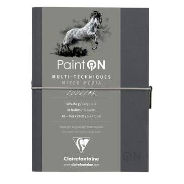 Clairefontaine Paint-On Gri Deri Kapak Multi Teknik Çizim Defteri A5 250gr 32 Yaprak - 1