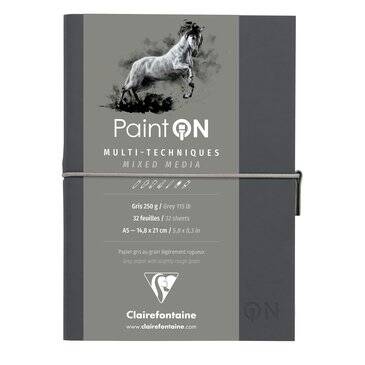 Clairefontaine Paint-On Gri Deri Kapak Multi Teknik Çizim Defteri A5 250gr 32 Yaprak