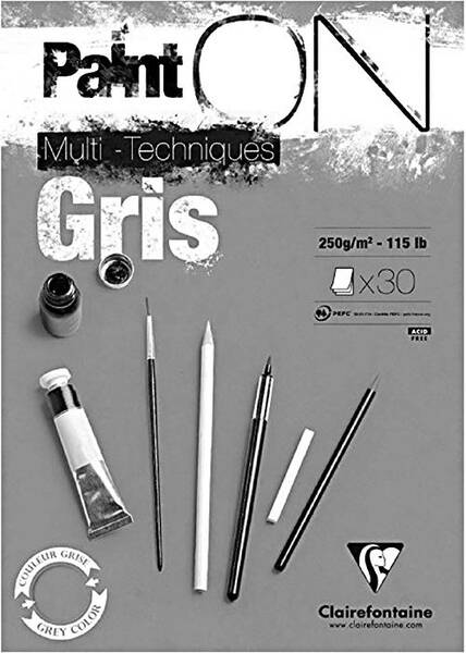 Clairefontaine Paint-On Gris Multi Teknik Çizim Defteri A4 250gr 30 Yaprak - 1