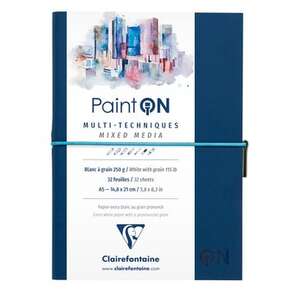Clairefontaine Paint-On Lacivert Deri Kapak Multi Teknik Çizim Defteri A5 250gr 32 Yaprak - Clairefontaine