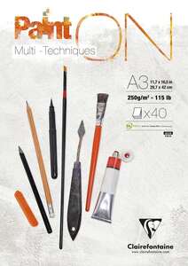 Clairefontaine Paint-On Multi Teknik Çizim Defteri A3 250gr 40 Yaprak - Clairefontaine