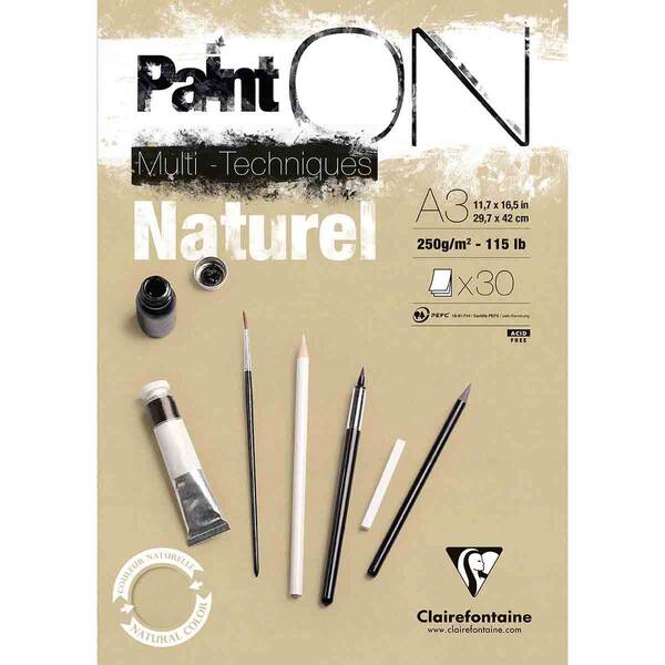 Clairefontaine Paint-On Multi Teknik Naturel Çizim Defteri A3 250gr 30 Yaprak
