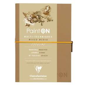 Clairefontaine Paint-On Naturel Deri Kapak Multi Teknik Çizim Defteri A5 250gr 32 Yaprak - Clairefontaine