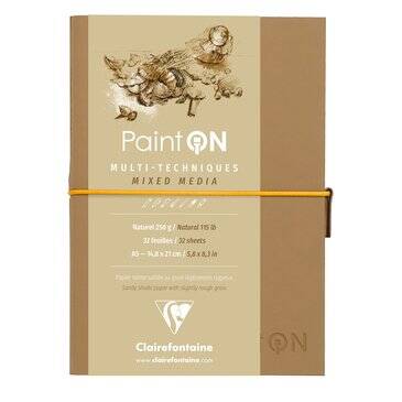 Clairefontaine Paint-On Naturel Deri Kapak Multi Teknik Çizim Defteri A5 250gr 32 Yaprak - 1