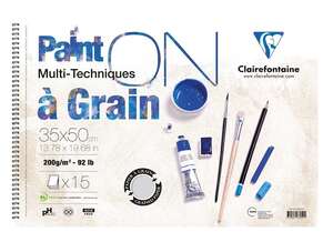 Clairefontaine - Clairefontaine Paint-On A Grain Multi Teknik Çizim Defteri 35X50cm 200gr 15 Yaprak
