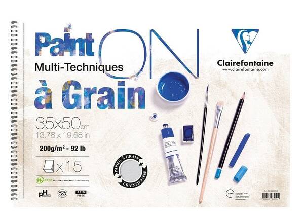 Clairefontaine Paint-On A Grain Multi Teknik Çizim Defteri 35X50cm 200gr 15 Yaprak