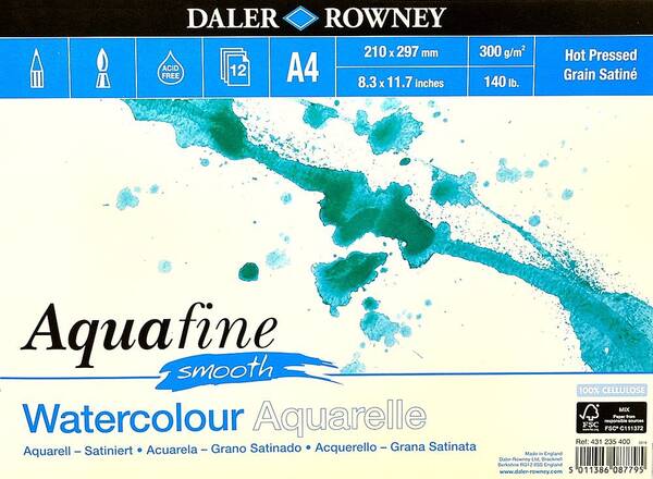 Daler Rowney Aquafine Smooth A4 300Gr 12 Yaprak