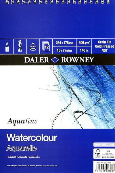 Daler Rowney Aquafine Sulu Boya Defteri 300gr 25.4X17.8cm