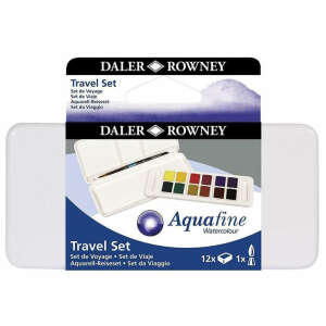 Daler Rowney Aquafine Watercolor Travel Set 12'li Yarım Tablet - Daler Rowney