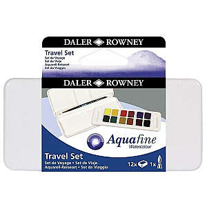 Daler Rowney Aquafine Watercolor Travel Set 12'li Yarım Tablet - Daler Rowney