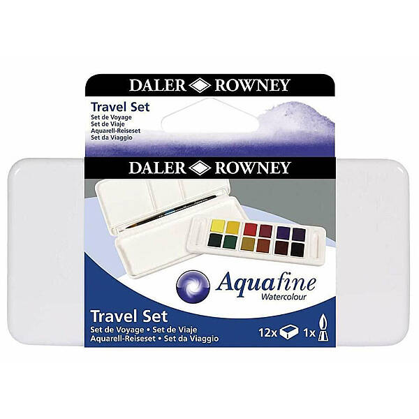 Daler Rowney Aquafine Watercolor Travel Set 12'li Yarım Tablet - 1