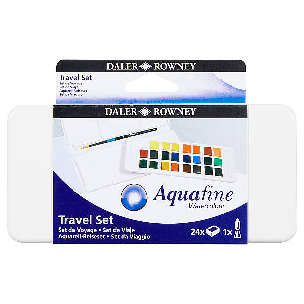 Daler Rowney Aquafine Watercolor Travel Set 24'lü Yarım Tablet - 1