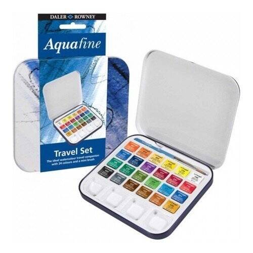 Daler Rowney Aquafine Watercolor Travel Set 24'lü Yarım Tablet - 1