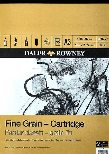 Daler Rowney Fine Grain Cart Pad A3 160Gr 30Yp