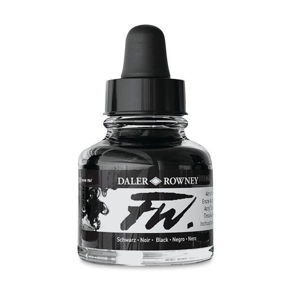 Daler Rowney FW Ink Sıvı Akrilik Boya 29,5ml Black (India) - 1