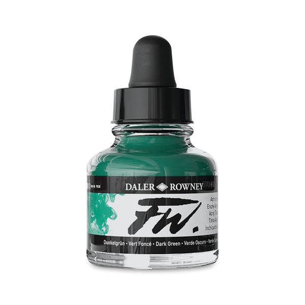 Daler Rowney FW Ink Sıvı Akrilik Boya 29,5ml Dark Green - 1