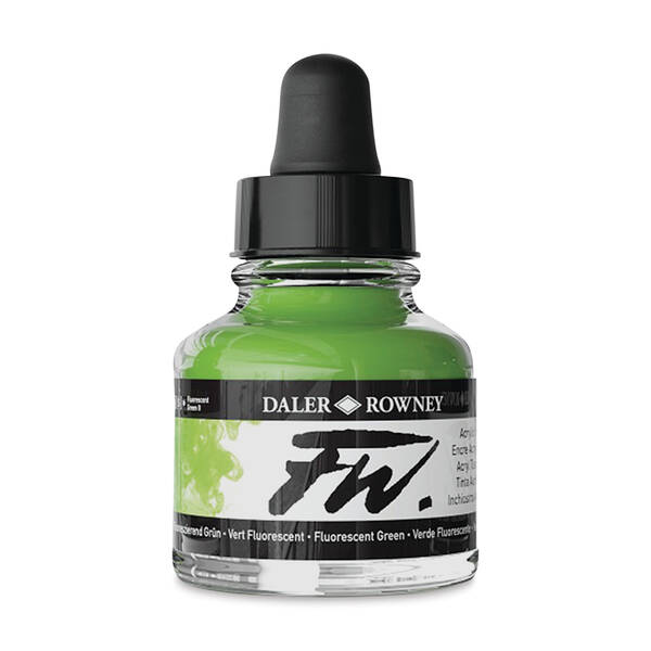 Daler Rowney FW Ink Sıvı Akrilik Boya 29,5ml Fluorescent Green - 1