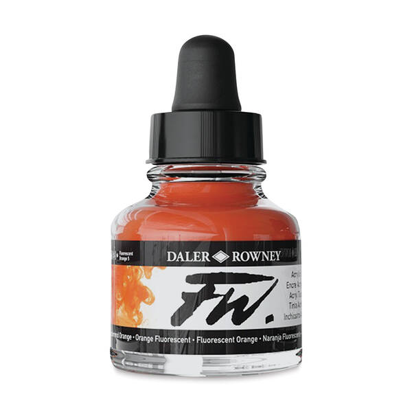 Daler Rowney FW Ink Sıvı Akrilik Boya 29,5ml Fluorescent Orange - 1