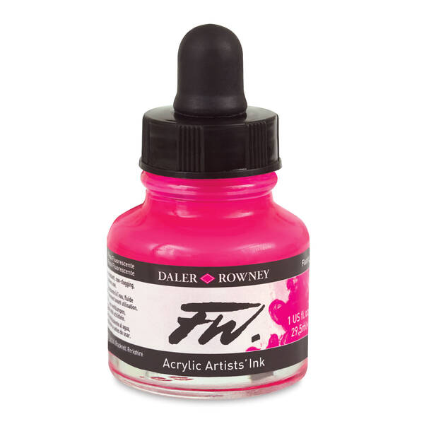 Daler Rowney FW Ink Sıvı Akrilik Boya 29,5ml Fluorescent Pink - 1