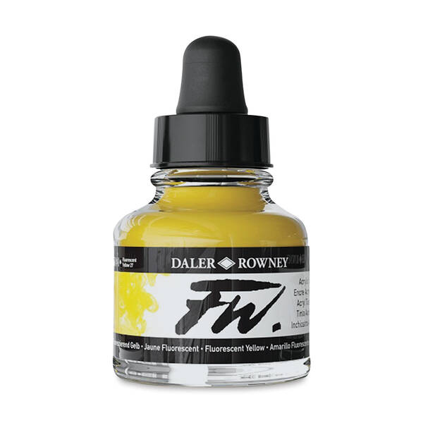 Daler Rowney FW Ink Sıvı Akrilik Boya 29,5ml Fluorescent Yellow - 1