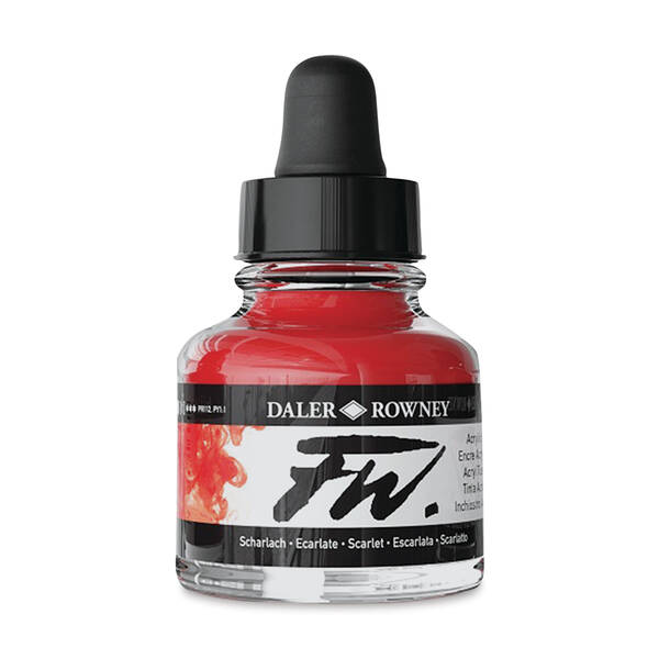 Daler Rowney FW Ink Sıvı Akrilik Boya 29,5ml Scarlet - 1