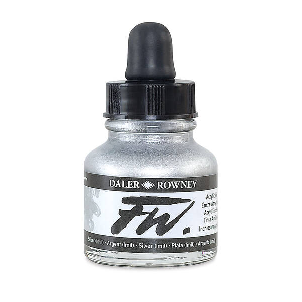 Daler Rowney FW Ink Sıvı Akrilik Boya 29,5ml Silver (Imit) - 1