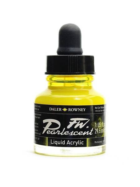 Daler Rowney FW Pearlescent Sıvı Akrilik Boya 29,5 Ml Hot Cool Yellow - 1