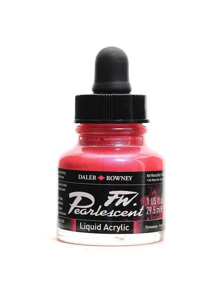 Daler Rowney FW Pearlescent Sıvı Akrilik Boya 29,5 Ml Hot Mama Red - 1